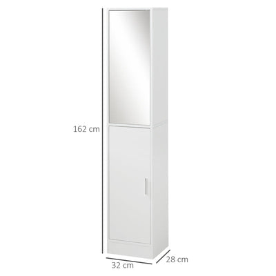 Tall Mirrored Bathroom Cabinet, White