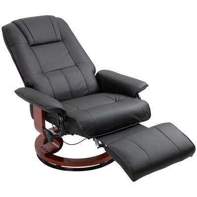 Faux Leather Manual 145° Recliner Chair - Black