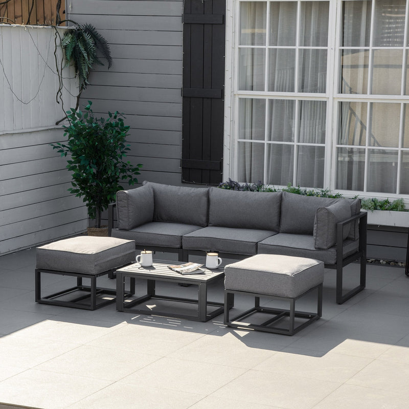 6 PC Outdoor Sectional Sofa Set Garden Daybed Coffee Table Footstool