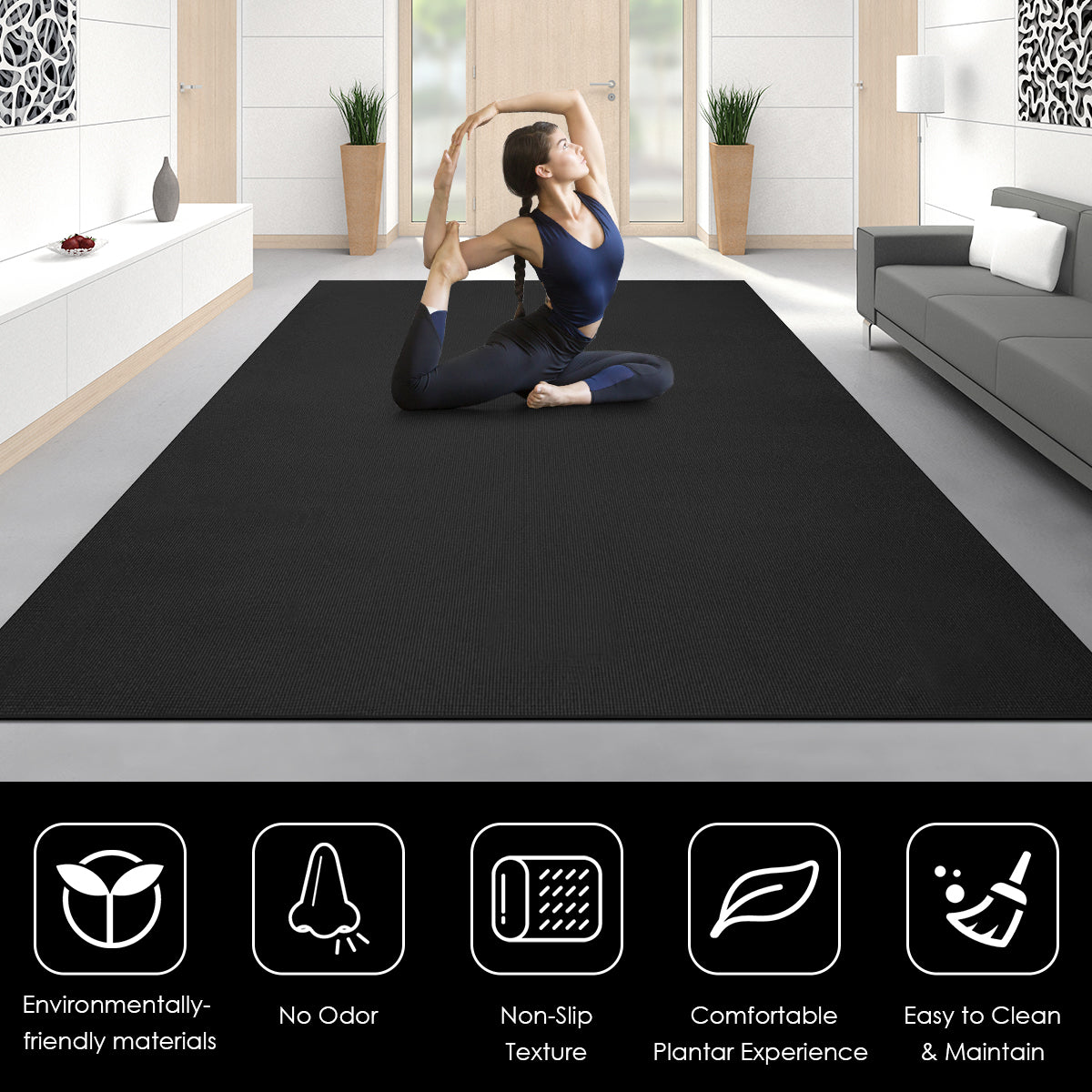 Yoga Mat, Non Slip Yoga Mat, Thick Exercise Mat, Double-Sided Non