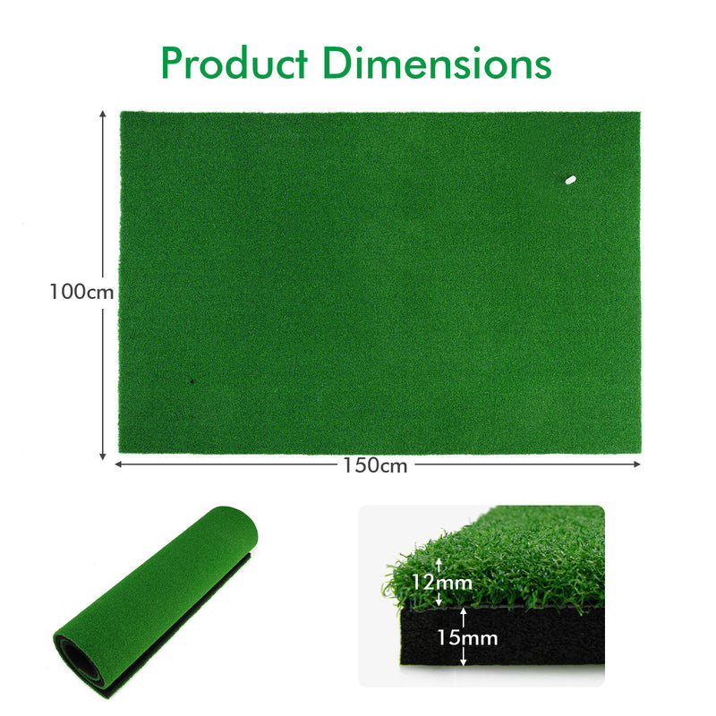 Golf Hitting Mat with Synthetic Turf and 2 Tee Positions