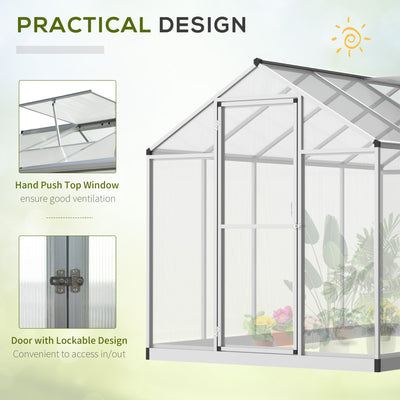 Outsunny 6x10ft Clear Polycarbonate Greenhouse Aluminium Frame Large Walk-In Garden Plants Grow