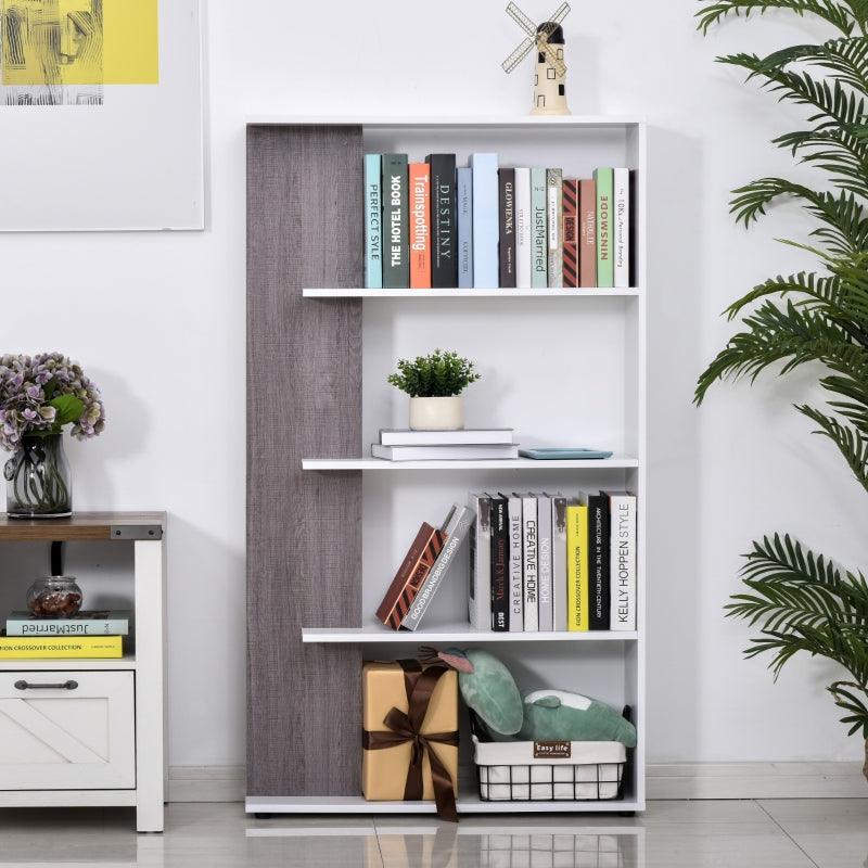 Particle Board 4-Tier Multifunction Bookshelf Grey/White