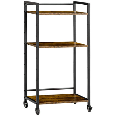 3-Tier Printer Stand, Utility Cart, Rustic Brown