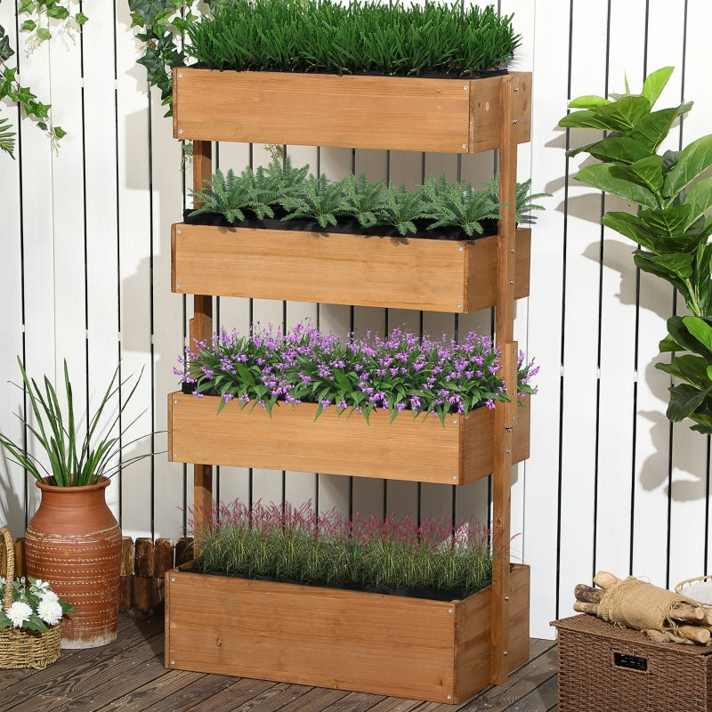 Raised Garden Bed, Fir Wood Vertical Planter Box