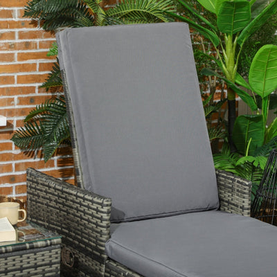 3 PCs Rattan Lounger- Grey