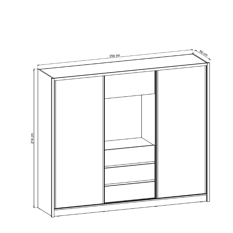 TV Sliding Door Wardrobe 254cm