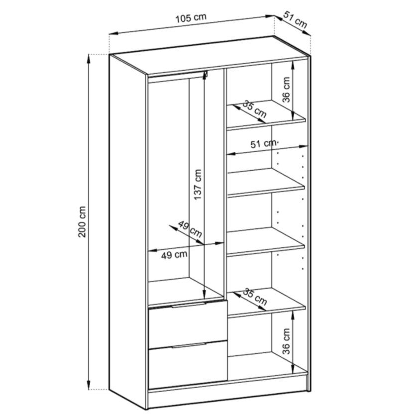 Nelly Bookcase with Shiny White and Metallic Gray Shelves 