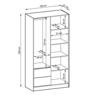 Nelly Hinged Door Wardrobe 105cm