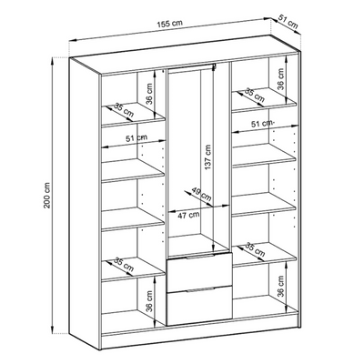 Kayana Hinged Door Wardrobe 155cm