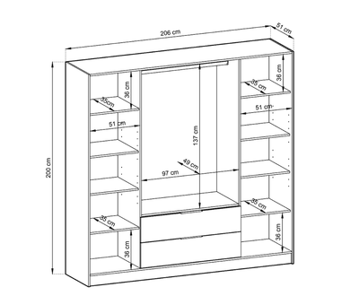 Kayana Hinged Door Wardrobe 206cm