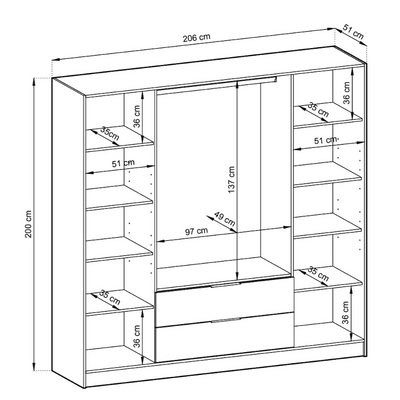 Nelly Hinged Door Wardrobe 206cm