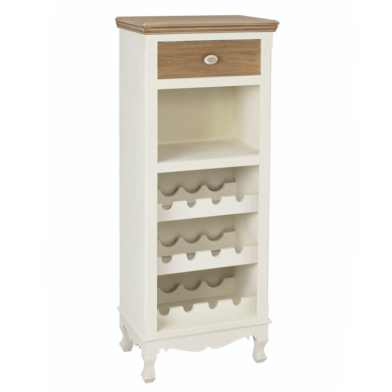 Juliette 1 Drawer Wine Storage Rack - Cream/Oak