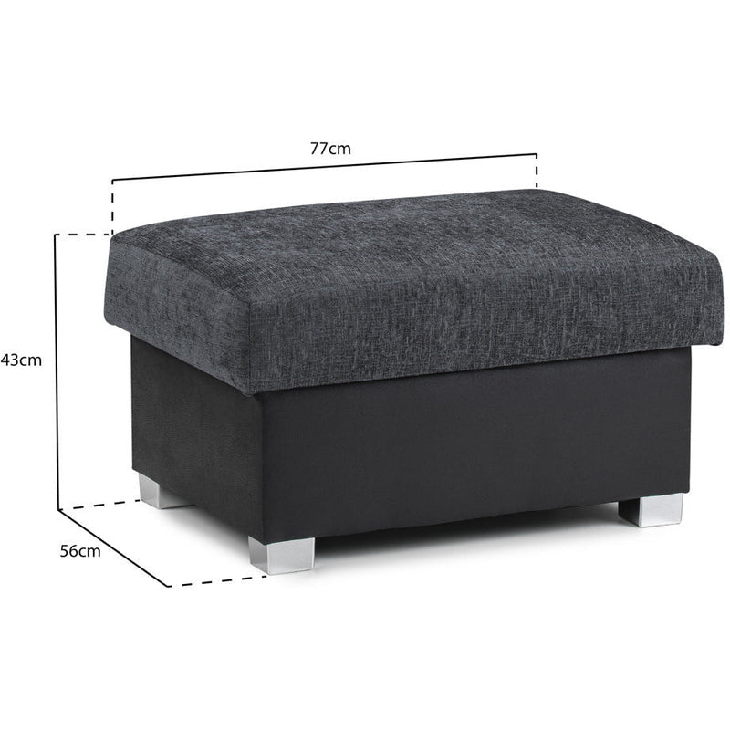 Shannon Black and Grey Footstool