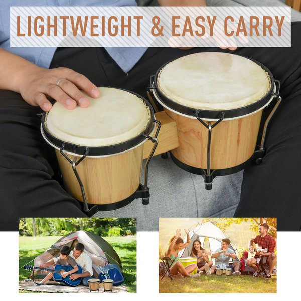 Sheepskin Bongo Drums W/ Tuning Wrench