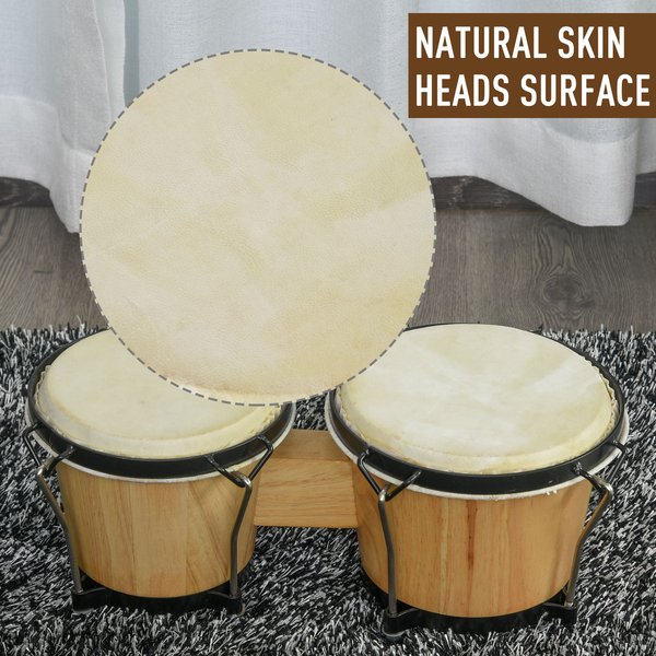 Sheepskin Bongo Drums W/ Tuning Wrench