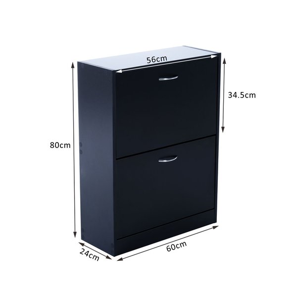 60Lx24Dx80H Cm. Shoe Cabinet - Black/White