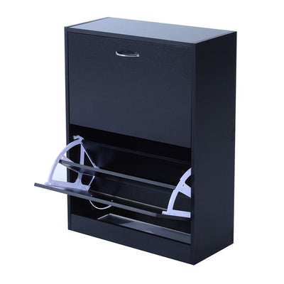 60Lx24Dx80H Cm. Shoe Cabinet - Black/White