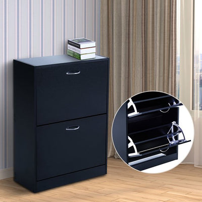 60Lx24Dx80H Cm. Shoe Cabinet - Black/White