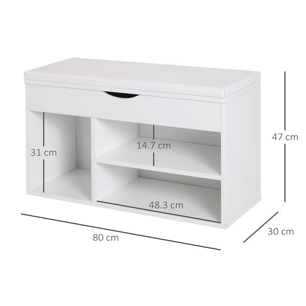 Shoe Cabinet, 80Lx30Wx47H Cm, Particle Board - White