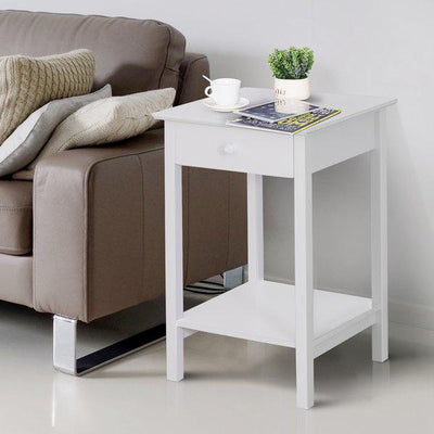 Side Table, 39Lx39Wx61H Cm, Particle Board, MDF - White