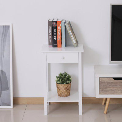 Side Table, 39Lx39Wx61H Cm, Particle Board, MDF - White