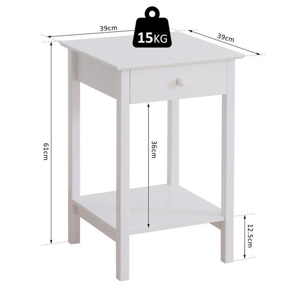 Side Table, 39Lx39Wx61H Cm, Particle Board, MDF - White