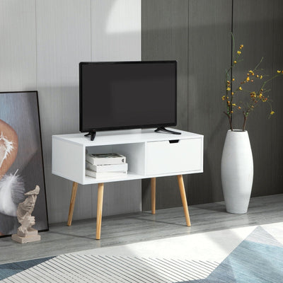 Boxy TV Stand, With Storage - White