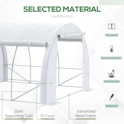 Outsunny 3 x 3 x 2 m Polytunnel Greenhouse, Walk in Pollytunnel Tent with Steel Frame, Reinforced Cover Zippered Door 6 Windows for Garden White