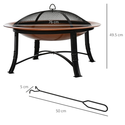 76cm Metal Large Firepit Bowl - Bronze