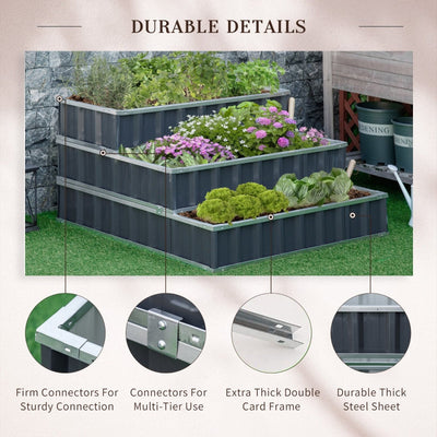 3 Tier Raised Garden Bed- Grey