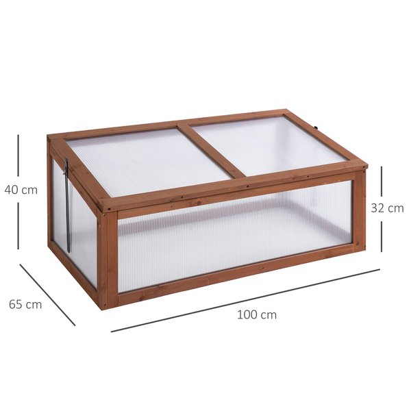 Square Wooden Greenhouse For Plants W/ Openable Cover