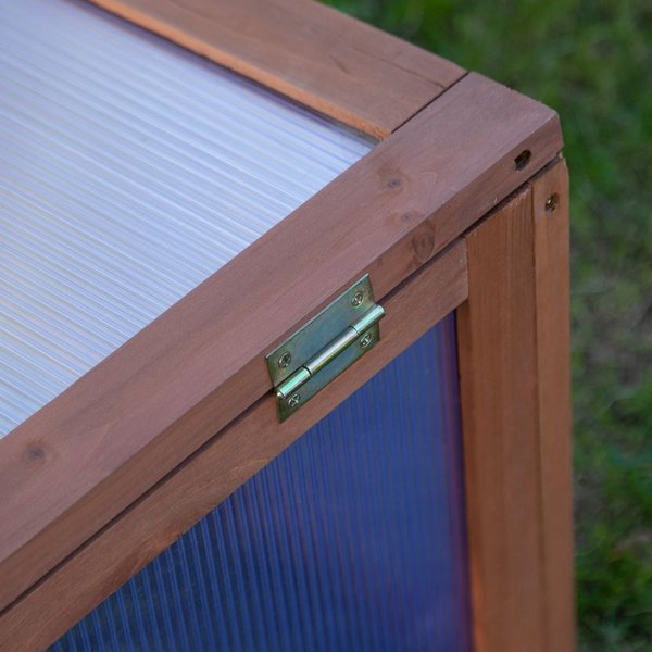 Square Wooden Greenhouse For Plants W/ Openable Cover