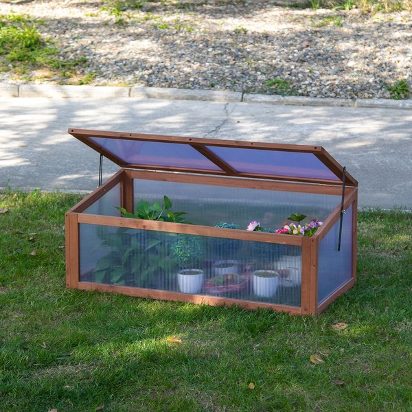 Square Wooden Greenhouse For Plants W/ Openable Cover