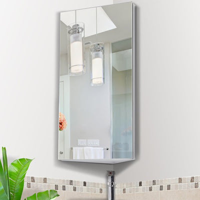 Stainless Steel Bathroom Corner Mirror Cabinet, 1 Door