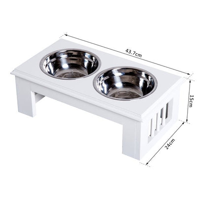 43.7Lx24Wx15H Cm. Stainless Steel Pet Feeder - White