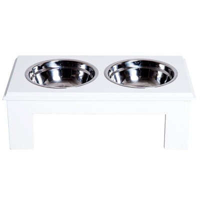 43.7Lx24Wx15H Cm. Stainless Steel Pet Feeder - White