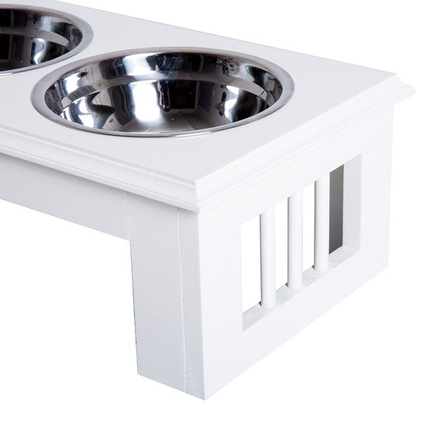 43.7Lx24Wx15H Cm. Stainless Steel Pet Feeder - White