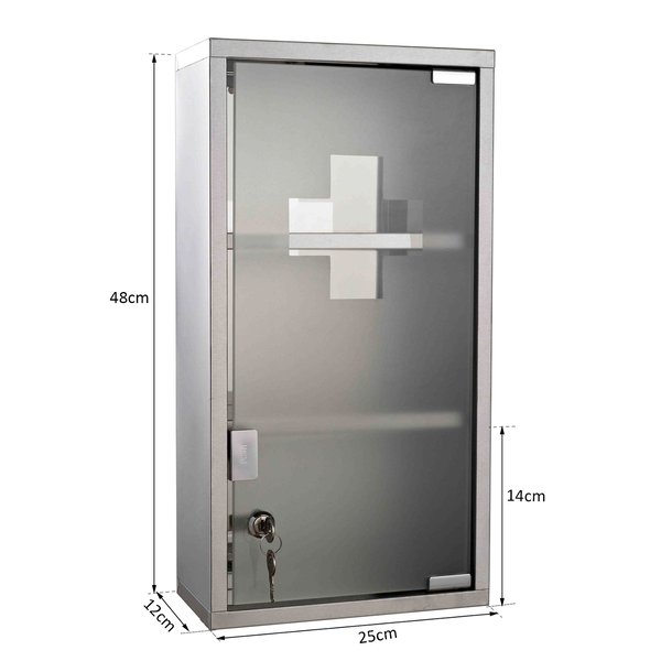 Stainless Steel Wall Mounted Medicine Cabinet - Silver