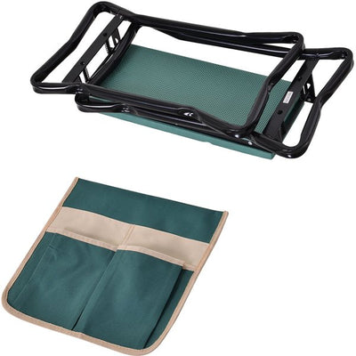 Steel Frame Gardening Kneeler Seat W/ Pouch Green