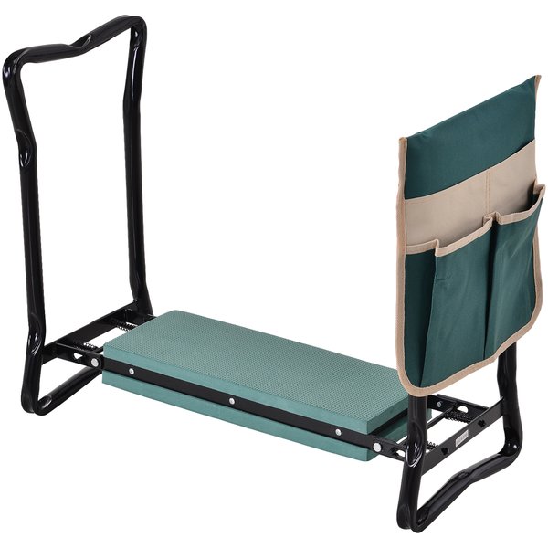 Steel Frame Gardening Kneeler Seat W/ Pouch Green