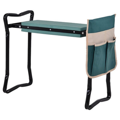 Steel Frame Gardening Kneeler Seat W/ Pouch Green