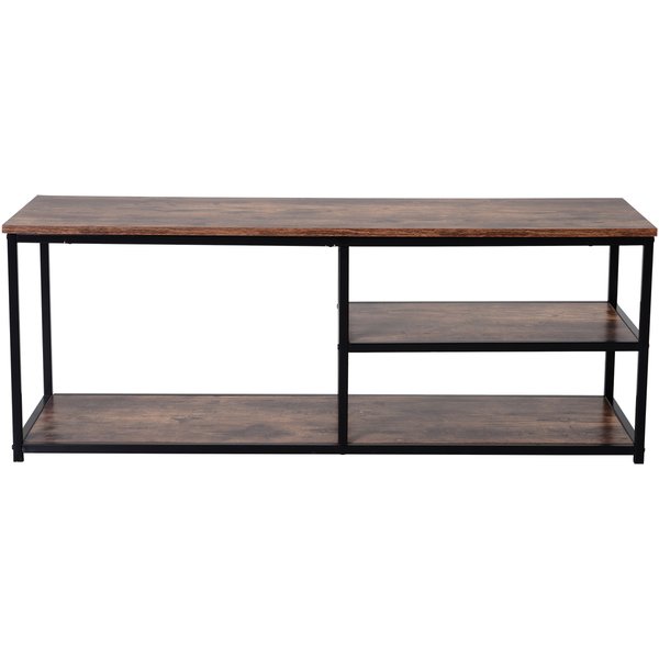 Steel Frame Industrial Style TV Stand W/ Shelf Black/Brown