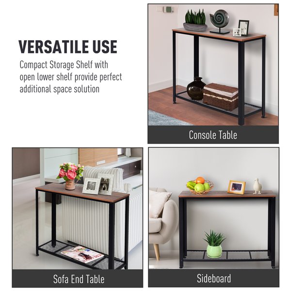 Steel Frame Industrial Style Console Table - Brown/Black