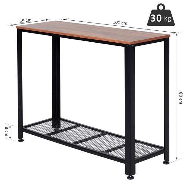 Steel Frame Industrial Style Console Table - Brown/Black