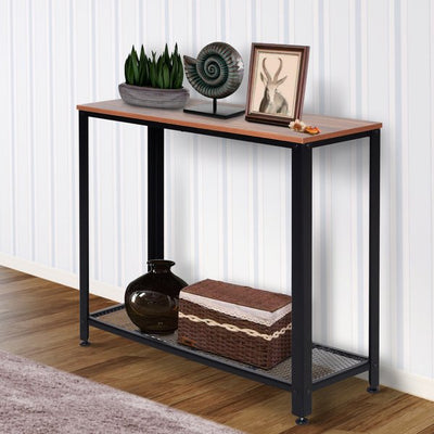 Steel Frame Industrial Style Console Table - Brown/Black