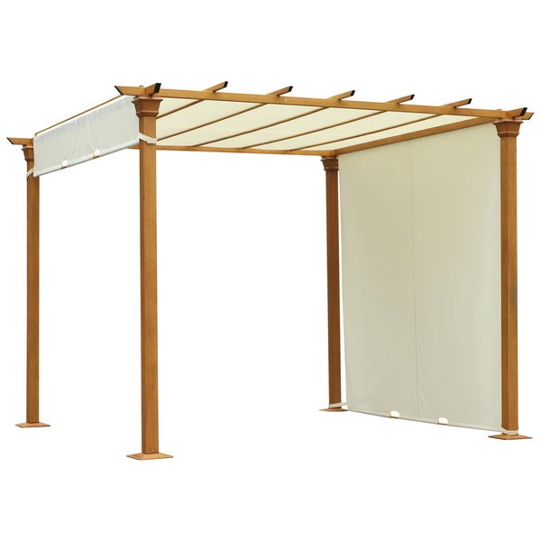 Steel Frame Retractable Outdoor Garden Pergola - Beige