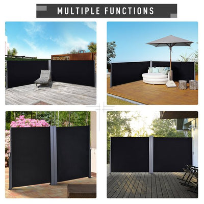 Steel Frame Retractable Double-Sided Awning - Black