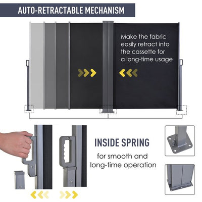 Steel Frame Retractable Double Side Awning - Grey