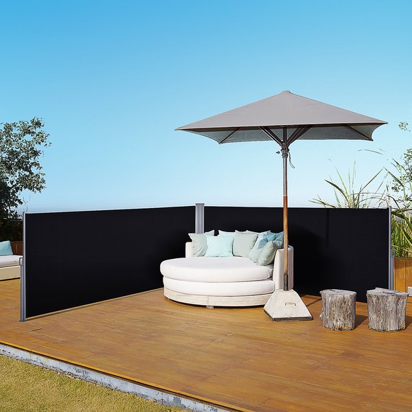 Steel Frame Retractable Double-Sided Awning - Black